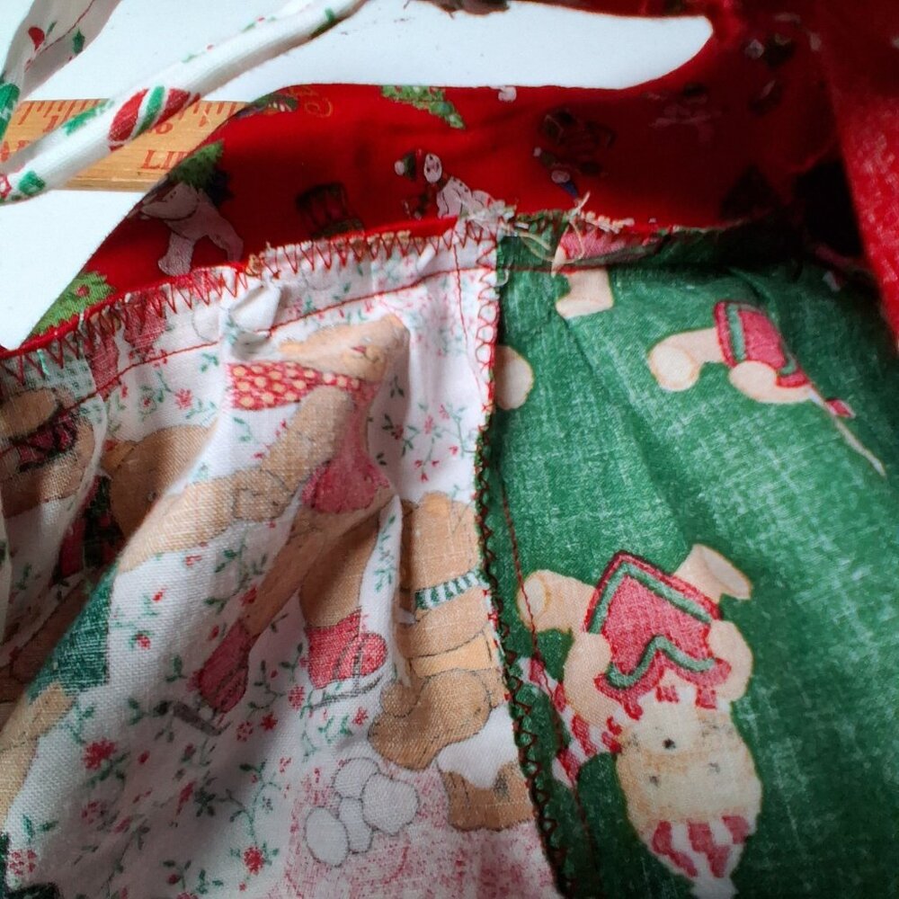 Handmade Christmas Teddy Bear Apron Patchwork Holiday One Of A Kind Homemade - Picture 15 of 15
